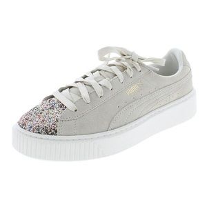 Puma classic suede sneakers with glitter toe